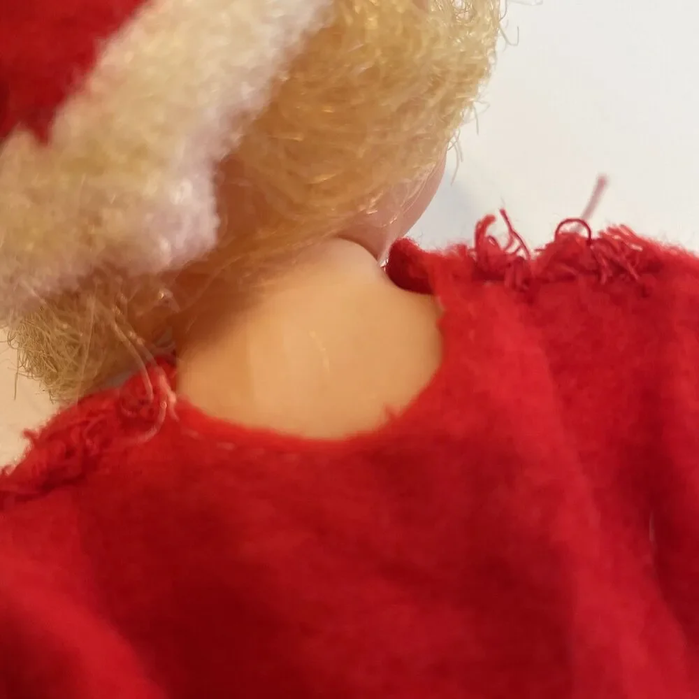 Vintage Christmas Santa Outfit Doll Red Hair Waving Japan Big Eyes 6” Holiday